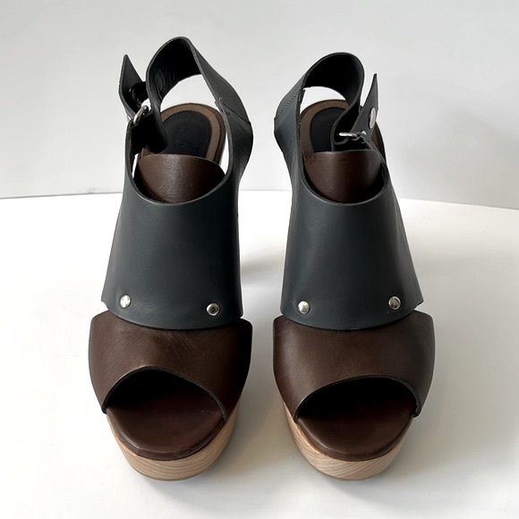 Marni Shoes - Marni Colorblock Leather Slingback Wood Platform Sandals, size: EU 40 US10
